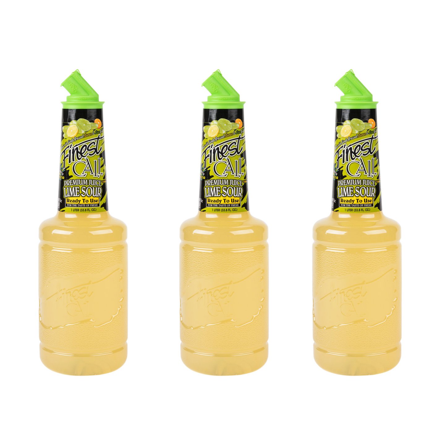 Finest Call Mezcla de bebida agria de jugo de lima premium, botella de 1 litro (33.8 onzas líquidas), paquete de 3