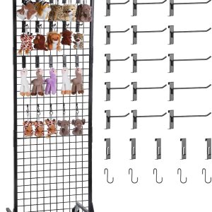 Blulu Juego de paneles de pared de rejilla desmontables, paneles de rejilla de alambre con ruedas y patas, estante de exhibición de alambre para Blulu Juego de paneles de pared de rejilla desmontables, paneles de rejilla de alambre con ruedas y patas, estante de exhibición de alambre para