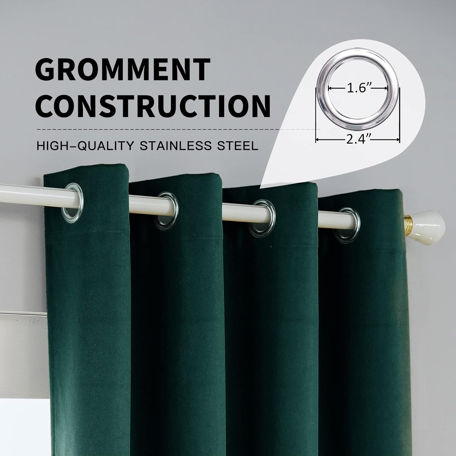 FY FIBER HOUSE Cortinas opacas de terciopelo verde oscuro para sala de estar, modernas cortinas con aislamiento térmico de lujo para decoración del