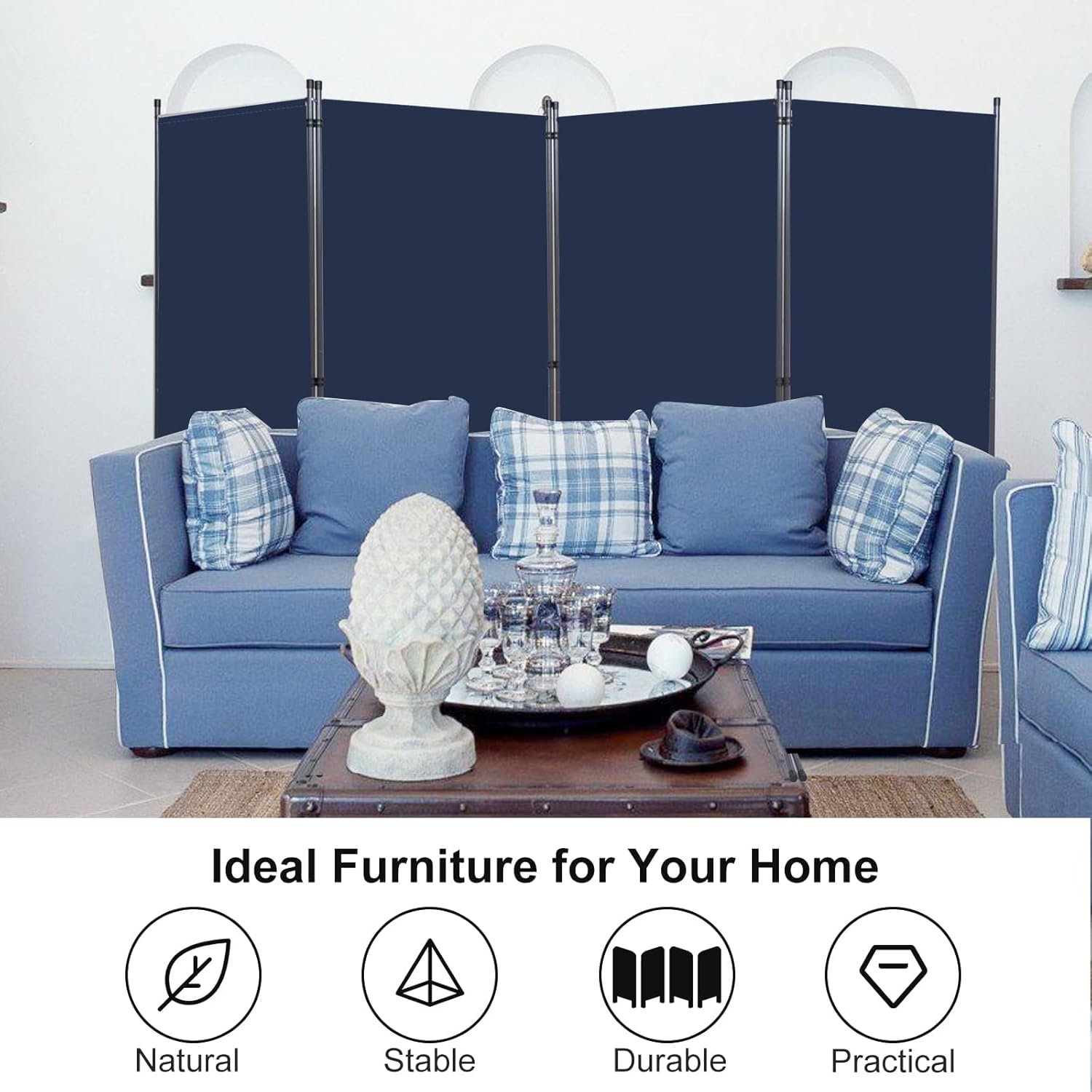 Divisor de habitación de 4 paneles, divisores de habitación y pantallas de privacidad plegables para oficina, separadores de habitaciones de