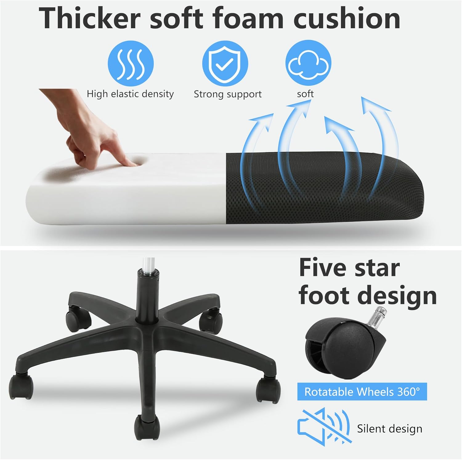 PayLessHere Silla de oficina para computadora, silla ergonómica de malla, respaldo medio, silla giratoria para oficina en casa, silla de escritorio