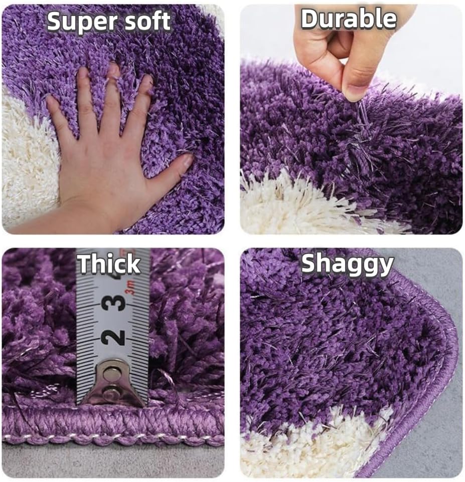 vaxidow Alfombra retro a cuadros bohemia para baño, gruesa, peluda, antideslizante, vintage, ultra suave, absorbente de agua, para dormitorio, sala