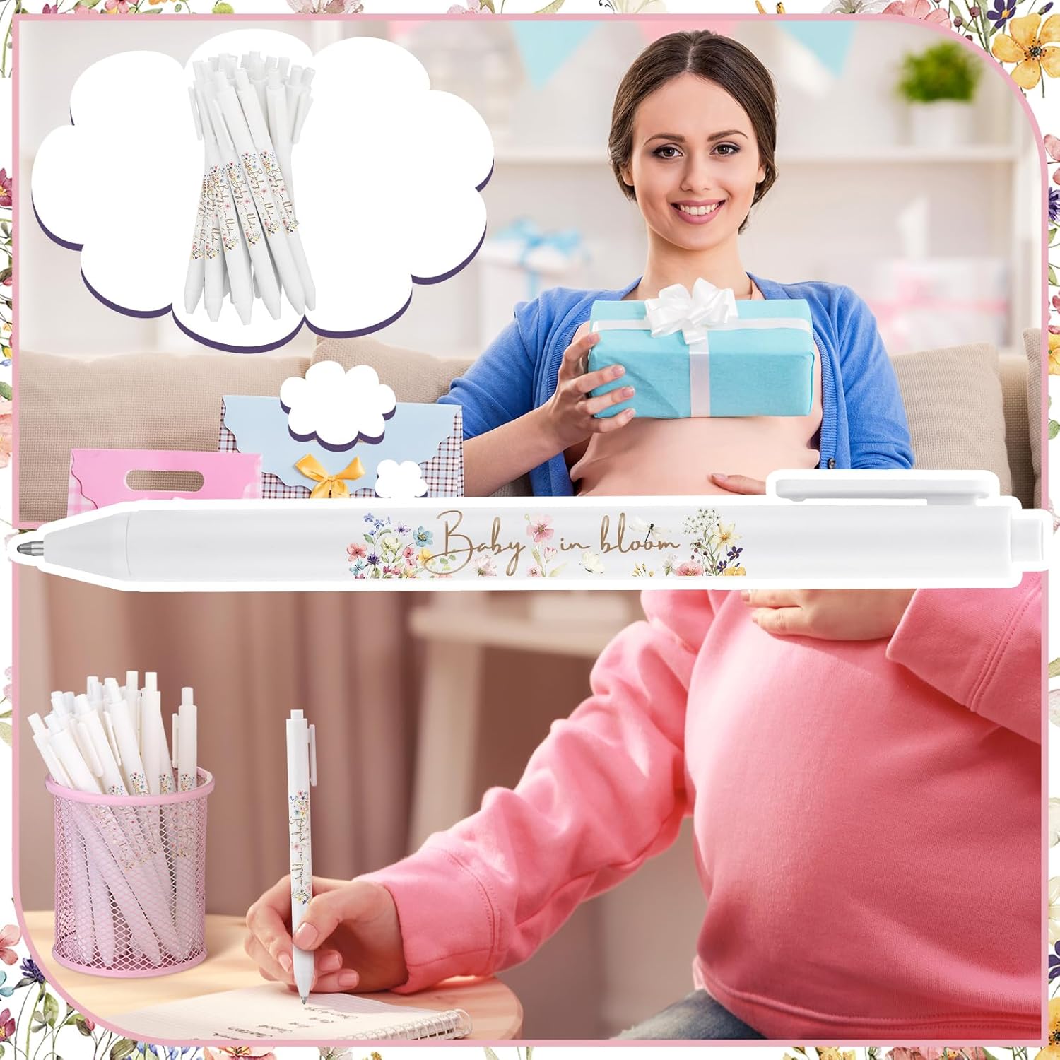 Ireer 36 bolígrafos retráctiles de tinta de gel para baby shower para invitados, juegos a granel, para niños o niñas, bolígrafos de gel retráctiles,