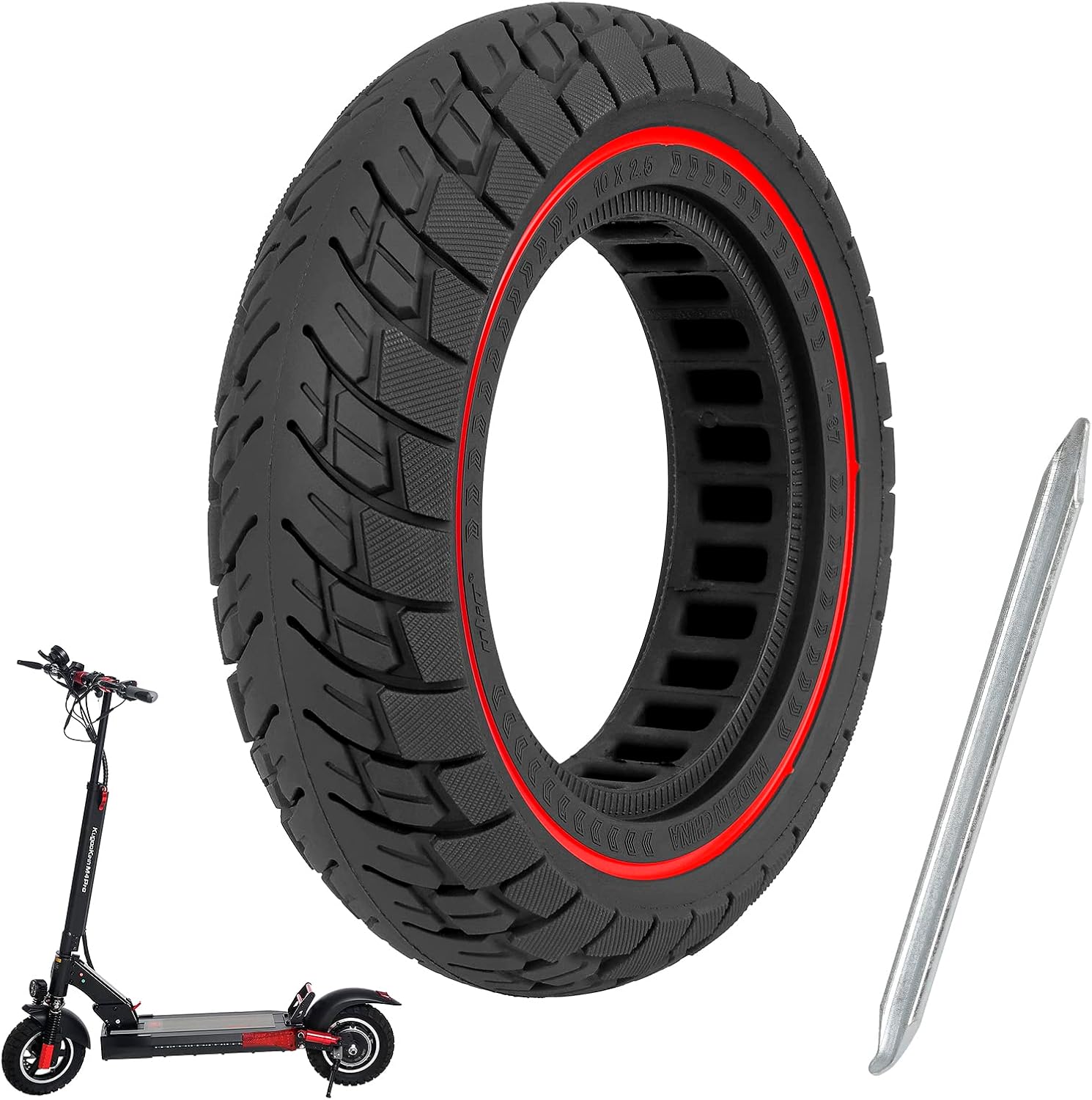 ulip Neumático sólido para scooter de 10 pulgadas, 10 x 2.5 pulgadas, ruedas de scooter eléctrico, neumático de repuesto delantero o trasero,