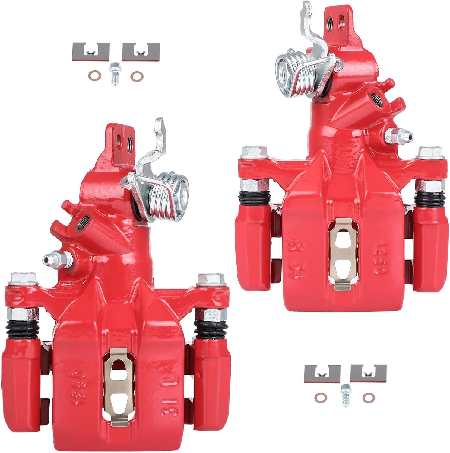 SCITOO Pinzas de freno traseras izquierdas+derecha con soporte 19-B2068 19-B2069 rojo compatible para Acura TSX 2004-2008 para Honda para Accord