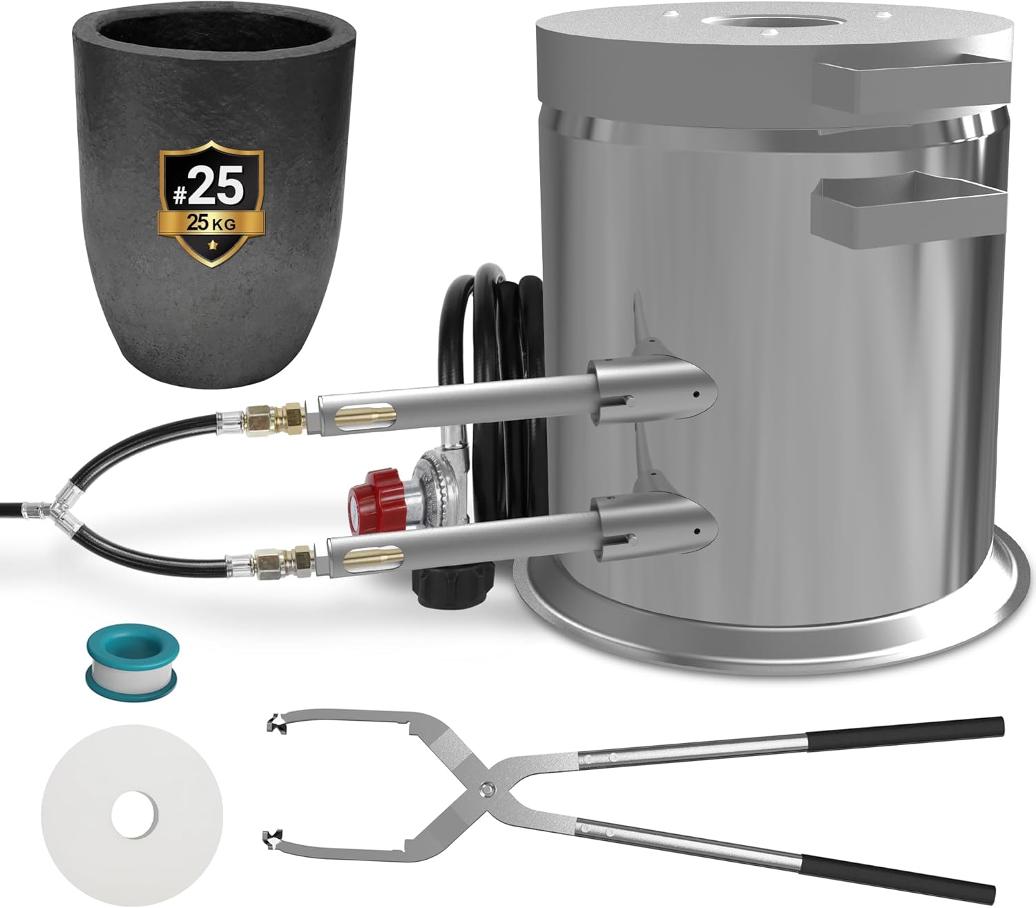 GongYi Kit de horno de fusión de propano de 55.1 lbs con pinzas de elevación hechas de acero inoxidable, incluye forja de horno de fundición de