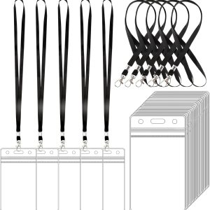 Surard Cordón para insignia, paquete de 100 soportes verticales para tarjetas de identificación con correa negra para el cuello, clip giratorio de Surard Cordón para insignia, paquete de 100 soportes verticales para tarjetas de identificación con correa negra para el cuello, clip giratorio de