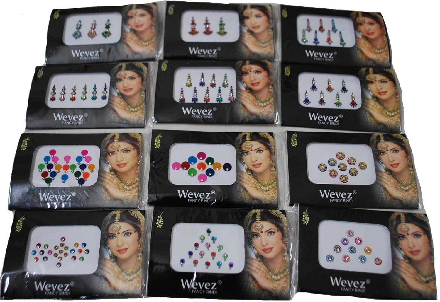 Paquete de 12 pegatinas autoadhesivas para el cuerpo de Bollywood, reutilizables