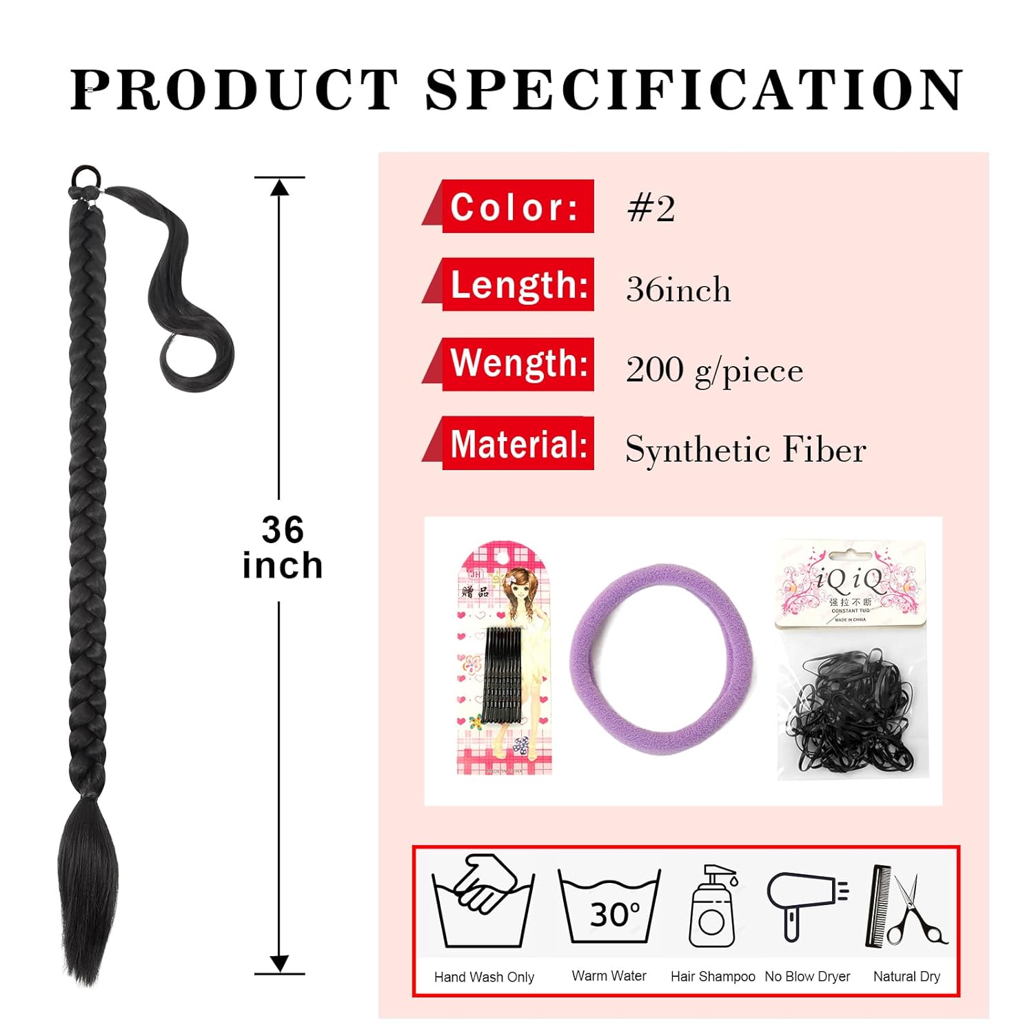 Extensión de cola de caballo, extensión de cola de caballo trenzada, para mujeres negras, con banda para el cabello, envoltura recta con extensiones