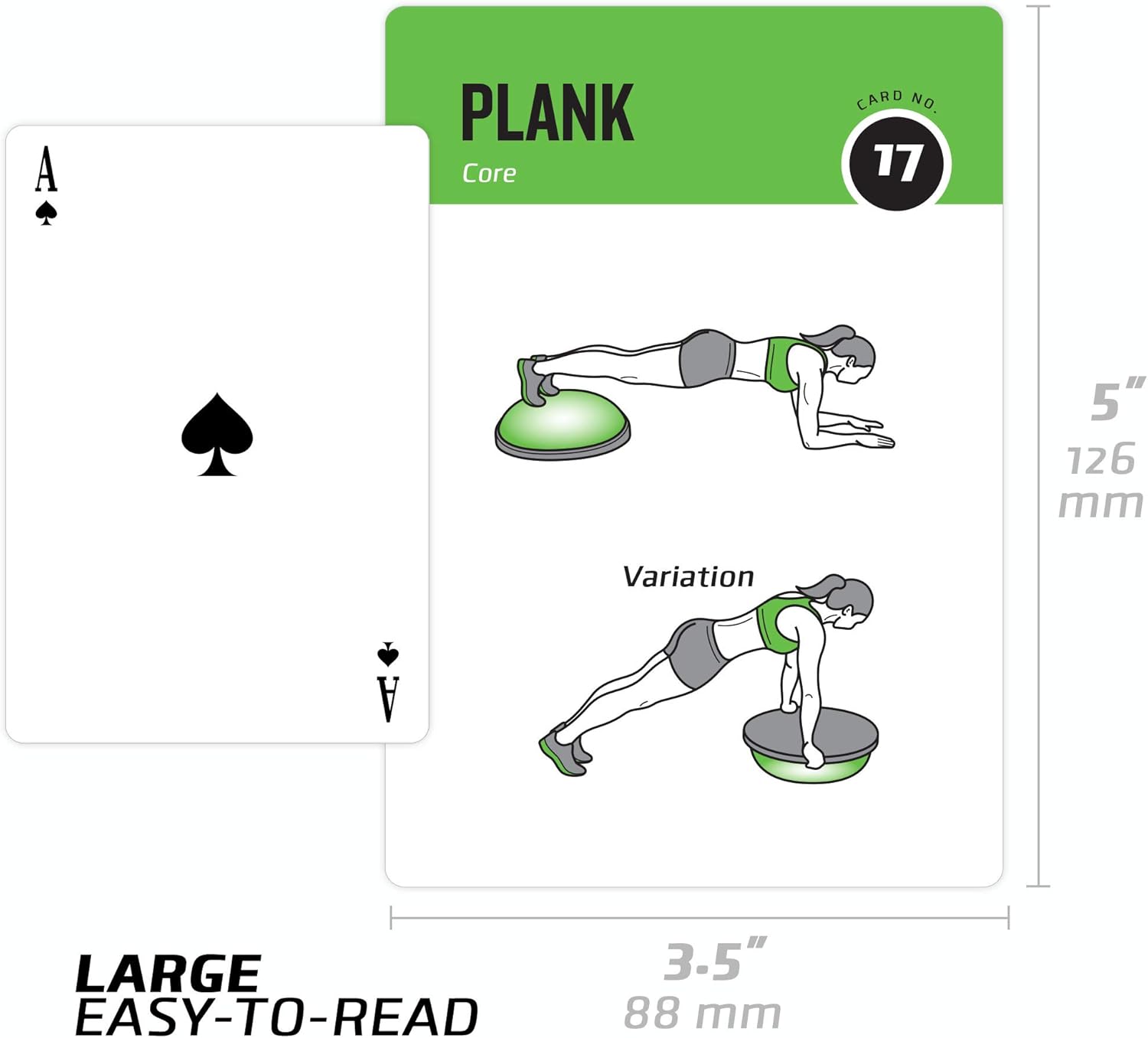 NewMe Fitness Tarjetas de entrenamiento con media pelota de equilibrio  Baraja de instrucciones de entrenamiento para mujeres y hombres, guía de