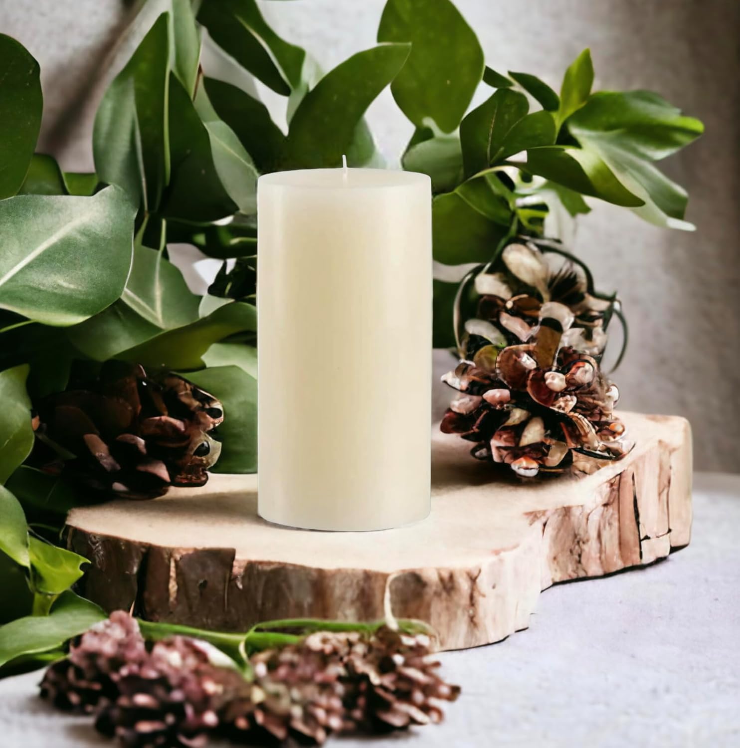 Vela de pilar marfil de lujo de 4 x 8 pulgadas, sin perfume, mechas de algodón, color sólido, hecha a mano, bodas, decoración del hogar,
