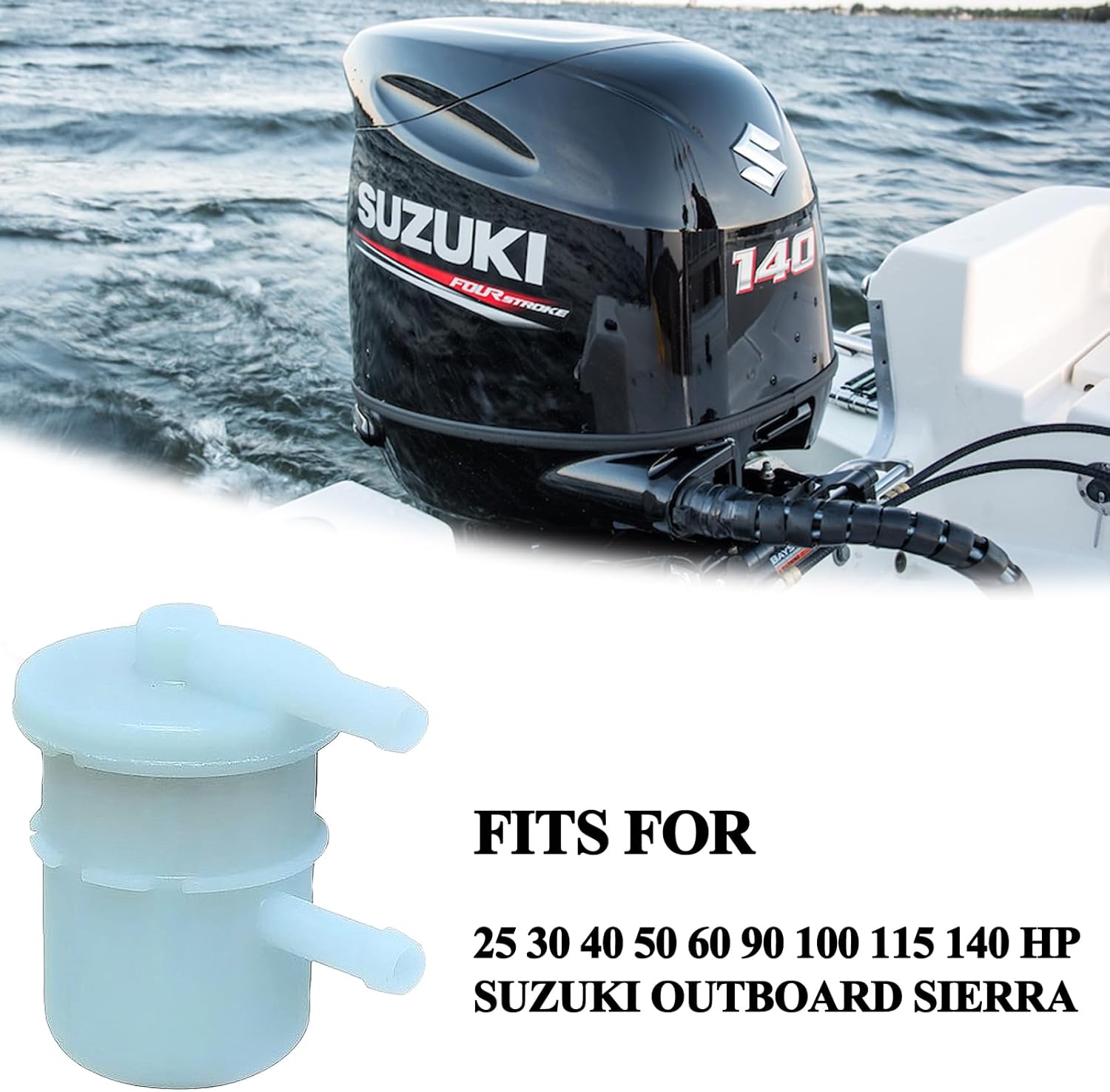 Filtro de combustible compatible con 25 30 40 50 60 90 100 115 140 HP Suzuki fuera de borda Sierra reemplazar cuatro tiempos motor de motocicleta y