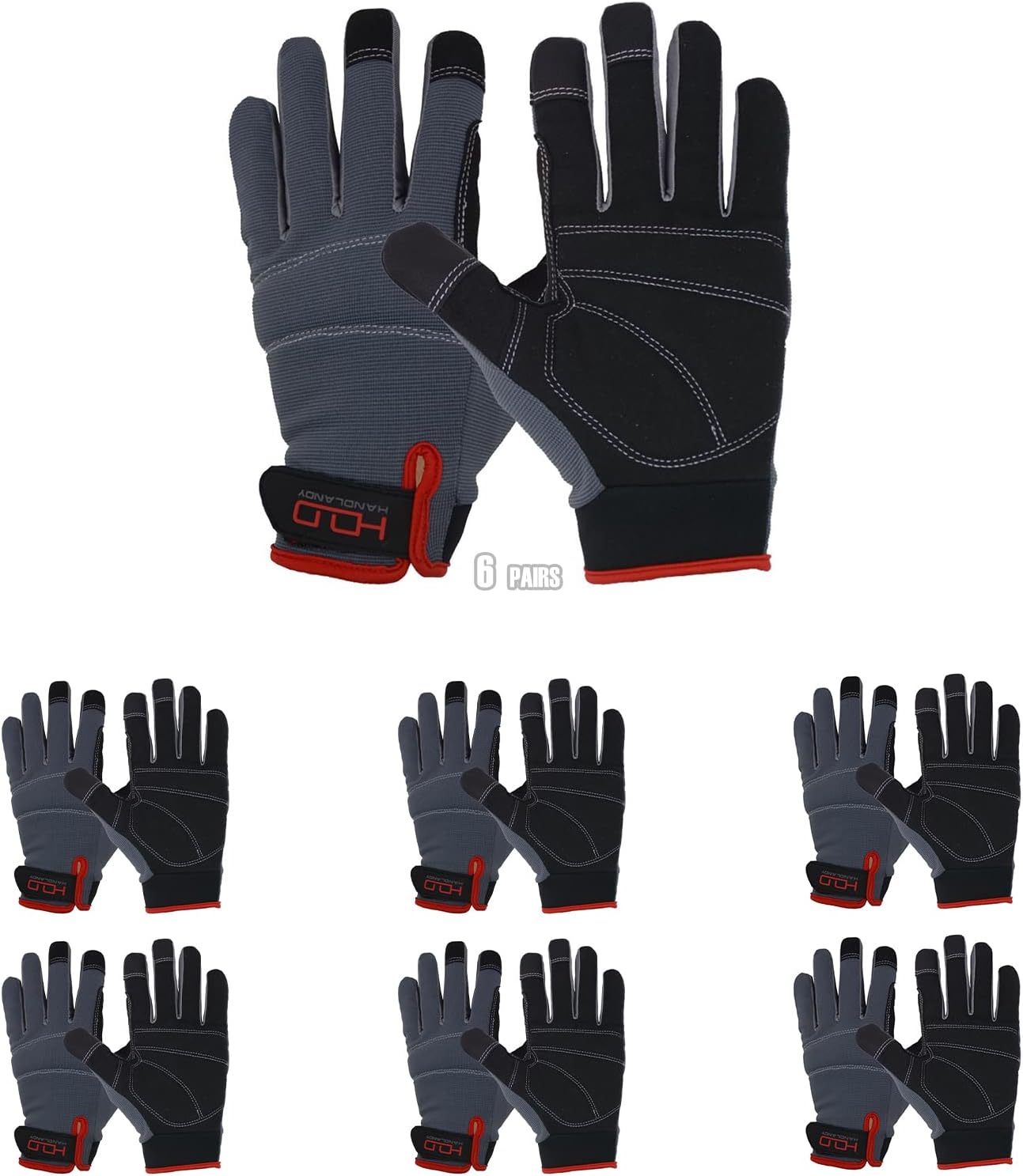HANDLANDY – Guantes de trabajo para hombre aptas para pantalla táctil, guantes para mecánico flexibles y transpirables, con nudillos y palma