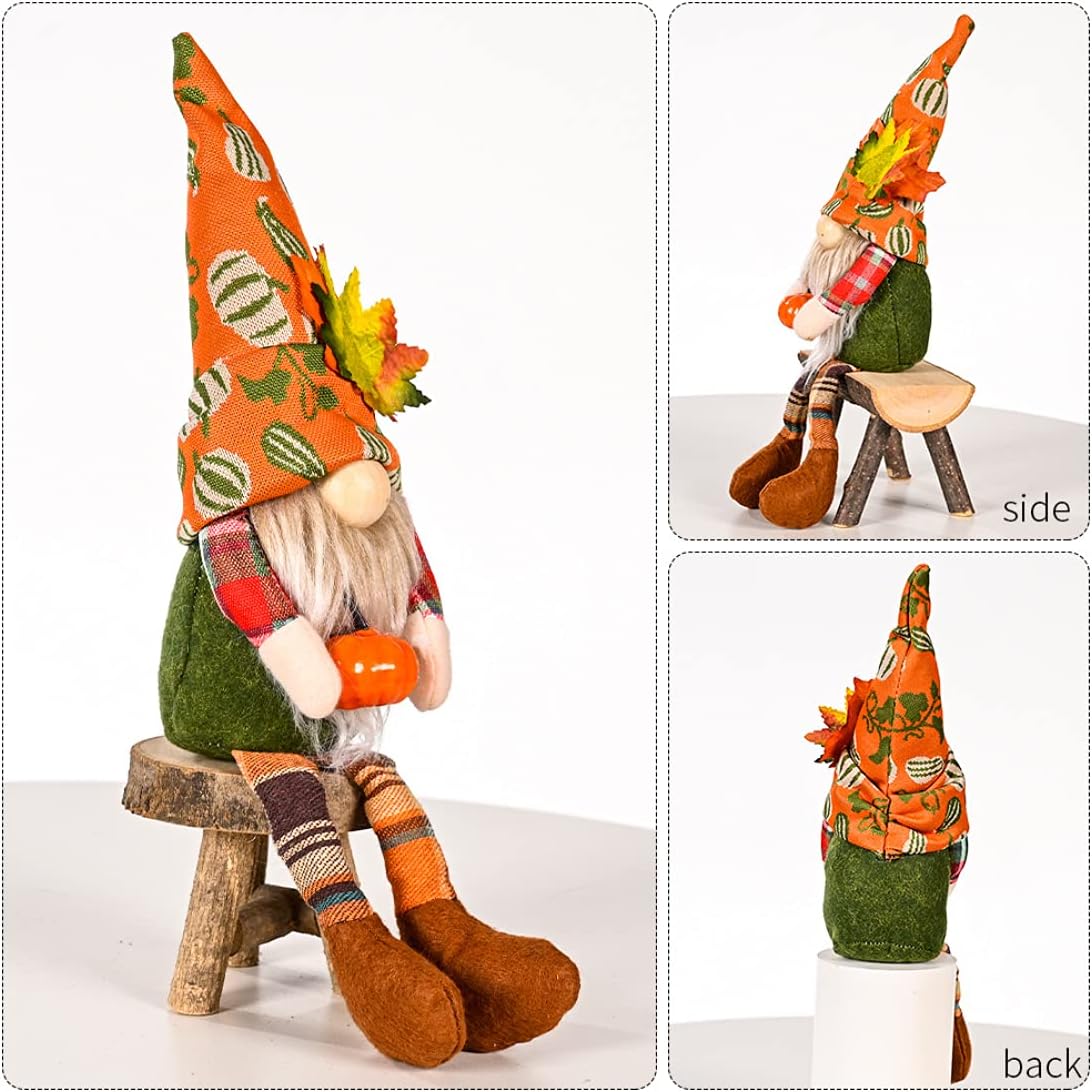 Juego de 2 gnomos de felpa para decoración de Acción de Gracias con calabaza de maíz, Sr. y Sra. Cosecha de otoño, decoración de bandeja escalonada