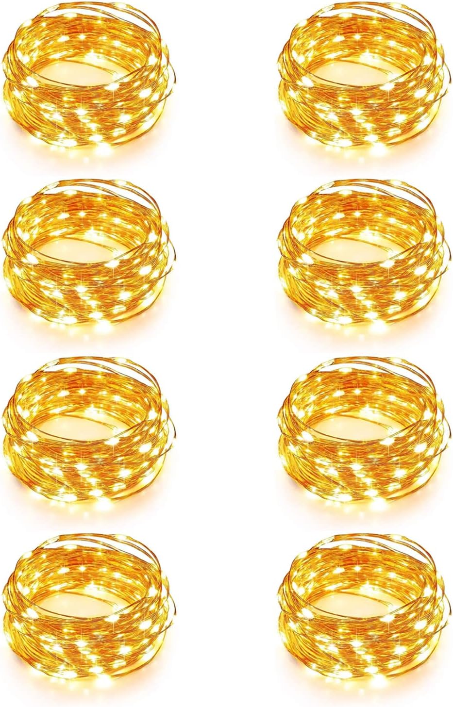 Fiuottu Paquete de 8 luces de hadas, 7 pies, 20 luces LED alimentadas por pilas para centros de mesa de boda, fiesta, Navidad, decoración de mesa,