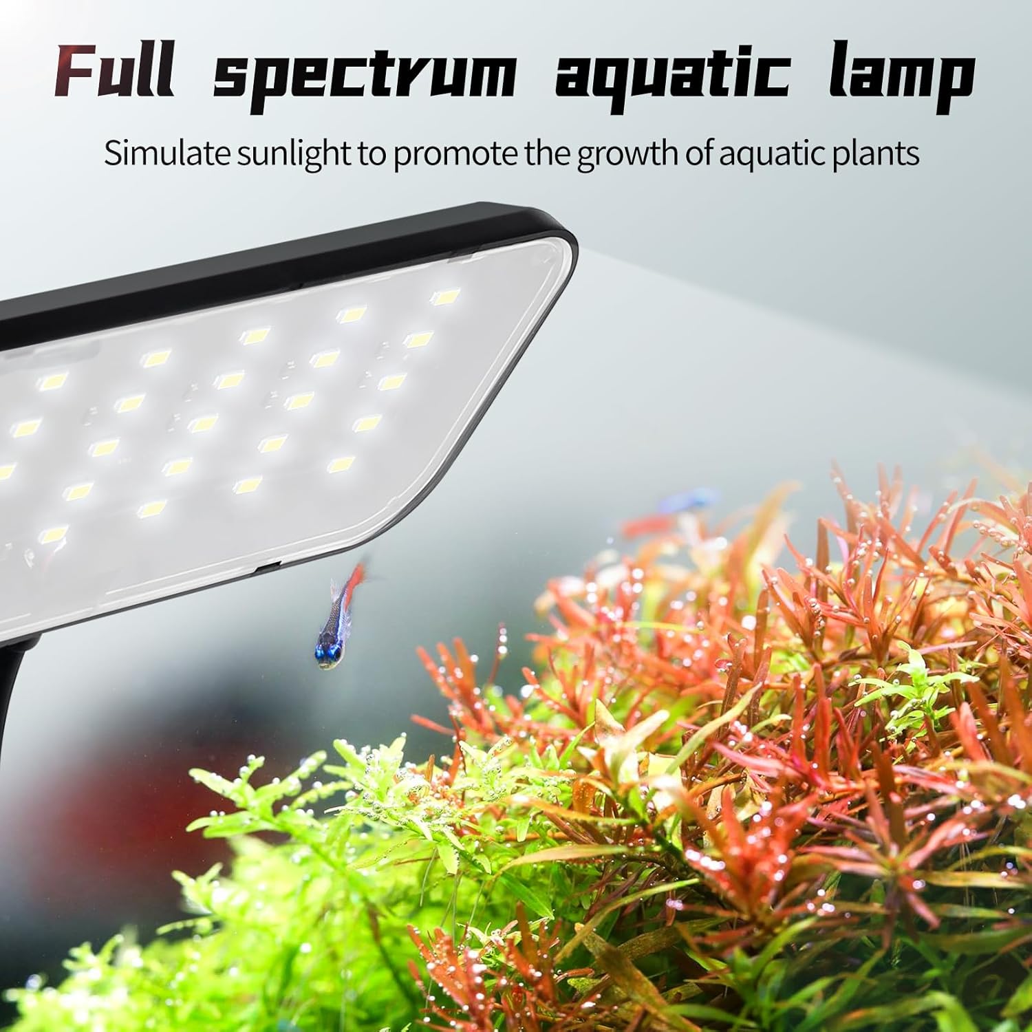 Boxtech Luz LED para pecera, pequeña luz de clip para acuario, luz de abrazadera LED blanca de 8 W, luz plantada de espectro completo USB de 4.53
