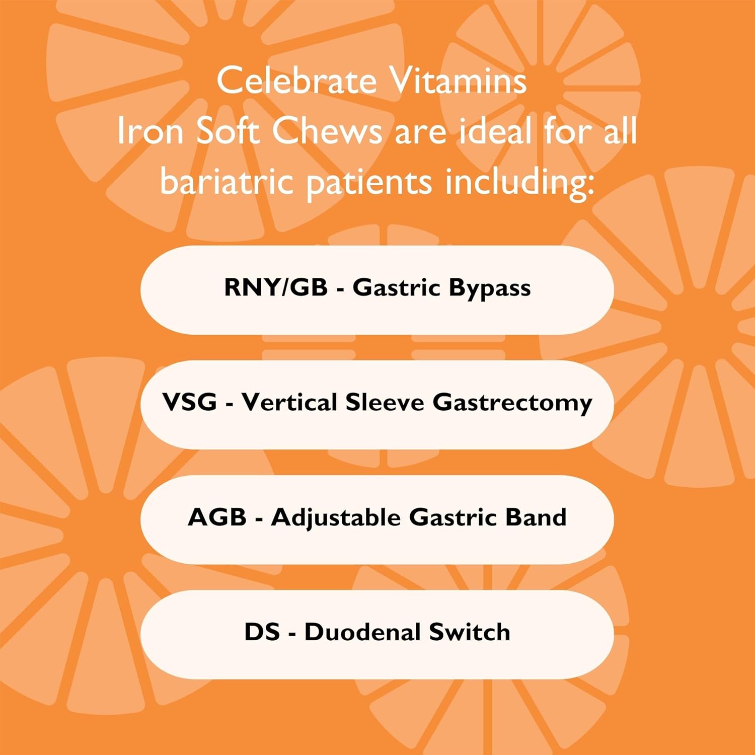 Celebrate Vitamins Hierro bariátrico con vitamina C  60 mg de hierro suave masticable, sabor cítrico torcido, 30 unidades  Vitaminas bariátricas