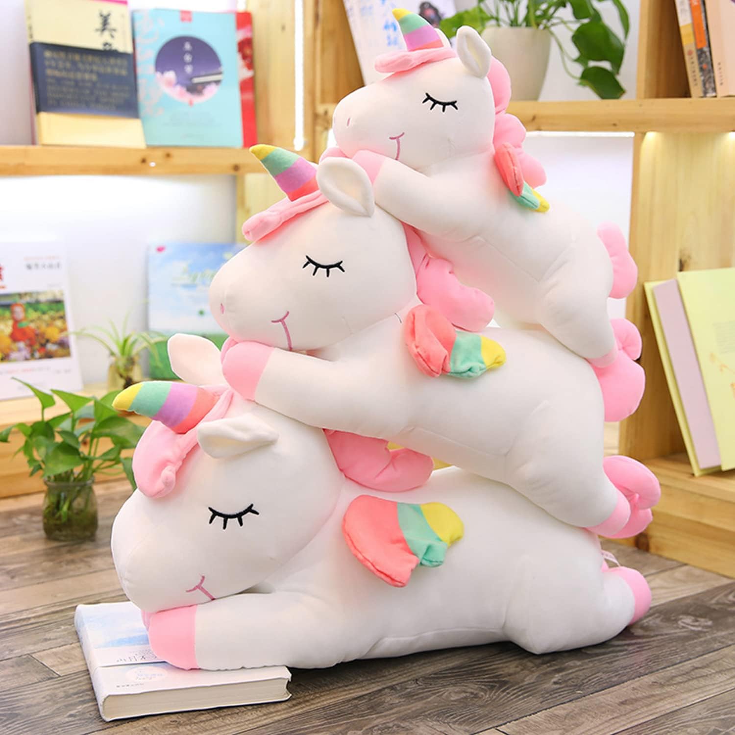 Animales de peluche de unicornio, almohada suave de unicornio para abrazar, regalo para niños (blanco, 12 pulgadas)