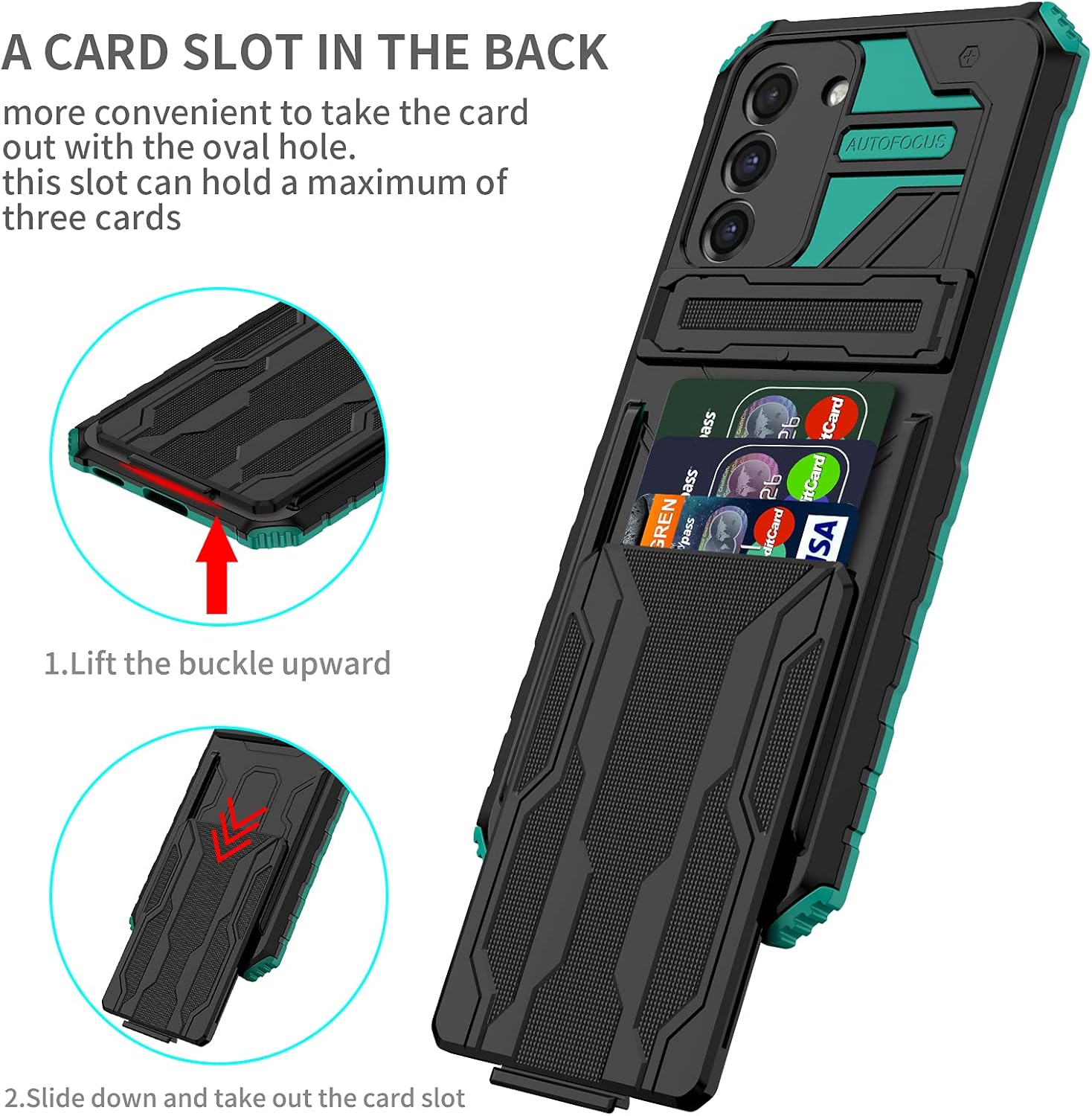 Asuwish Funda de teléfono para Samsung Galaxy S21 FE Gaxaly S 21 FE 5G con protector de pantalla de vidrio templado y soporte delgado para tarjeta