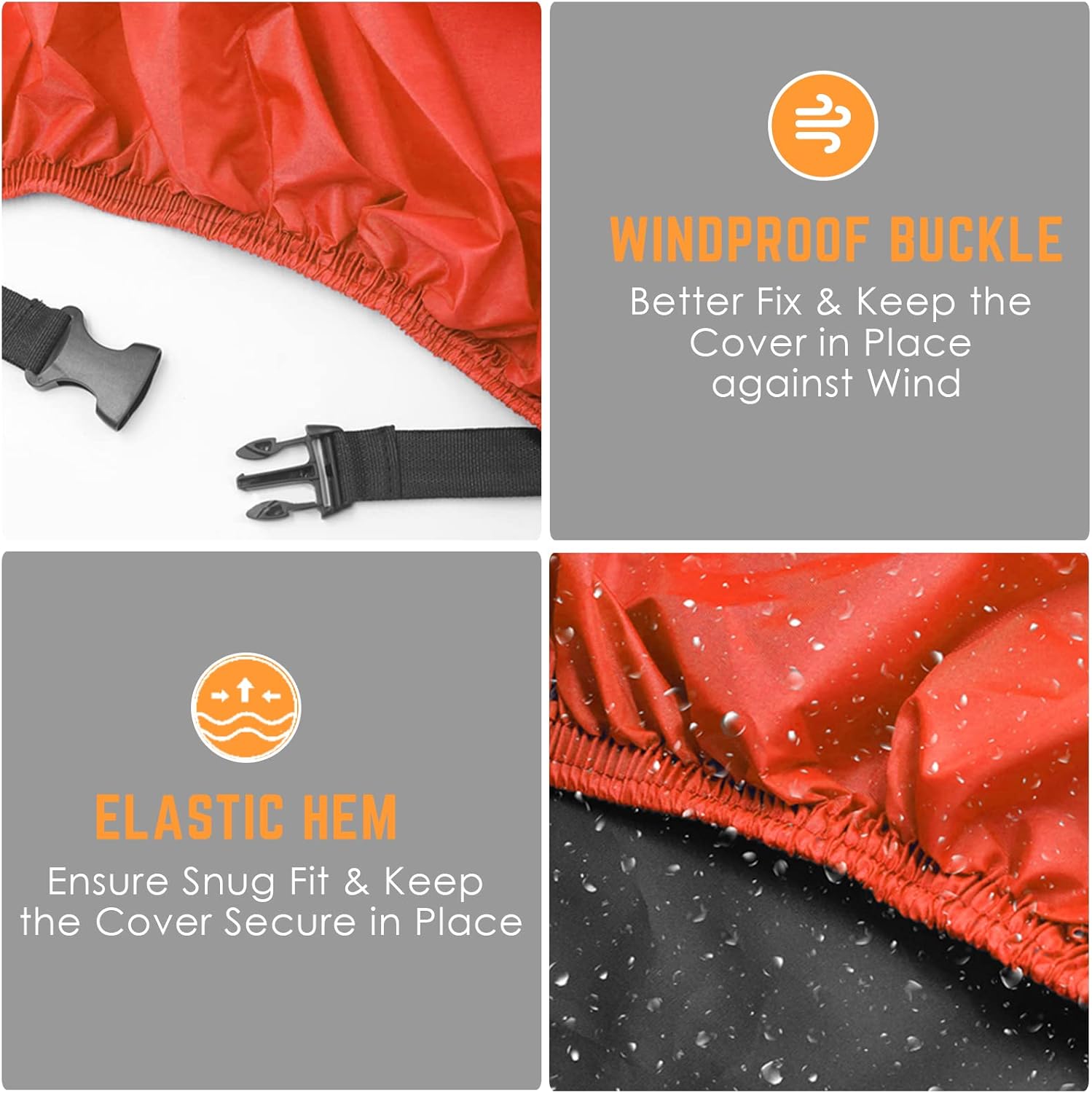 Funda para motocicleta, para todas las estaciones, impermeable, a prueba de polvo, duradera, con agujeros de bloqueo, se adapta hasta 116 pulgadas