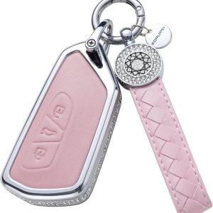RUABIBAN Funda de cuero rosa para llavero, Para Vw C RUABIBAN Funda de cuero rosa para llavero, Para Vw C