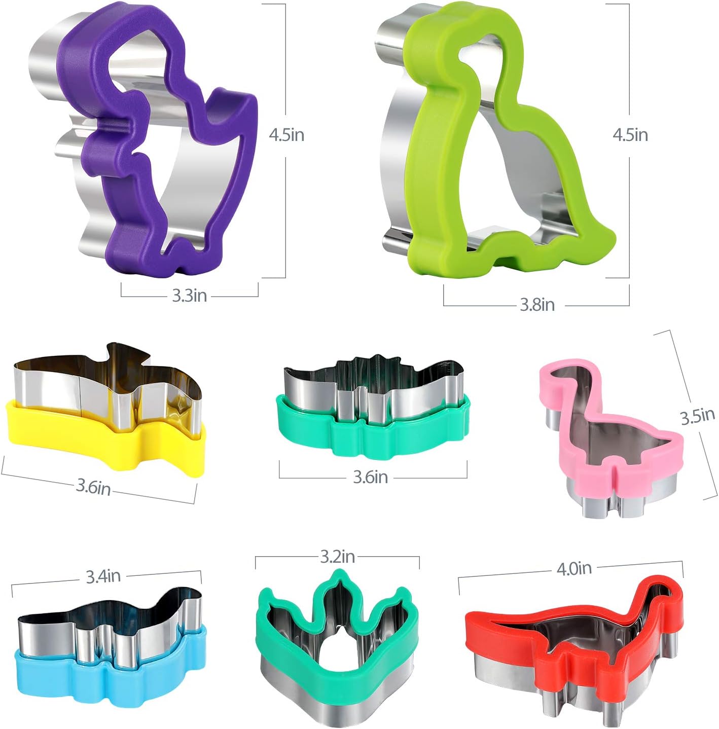 Juego de cortadores de galletas de dinosaurio, moldes de acero inoxidable con forma de caramelo para manualidades, cocina, hornear, niños, temática