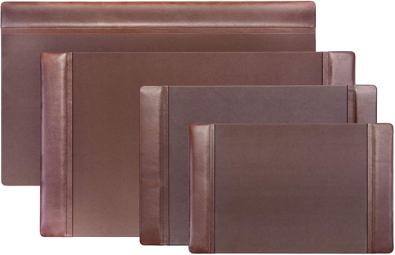 Dacasso Almohadilla con rieles laterales de cuero de lujo para escritura, protector de superficie de escritorio ejecutivo, 22 x 14 pulgadas, marrón