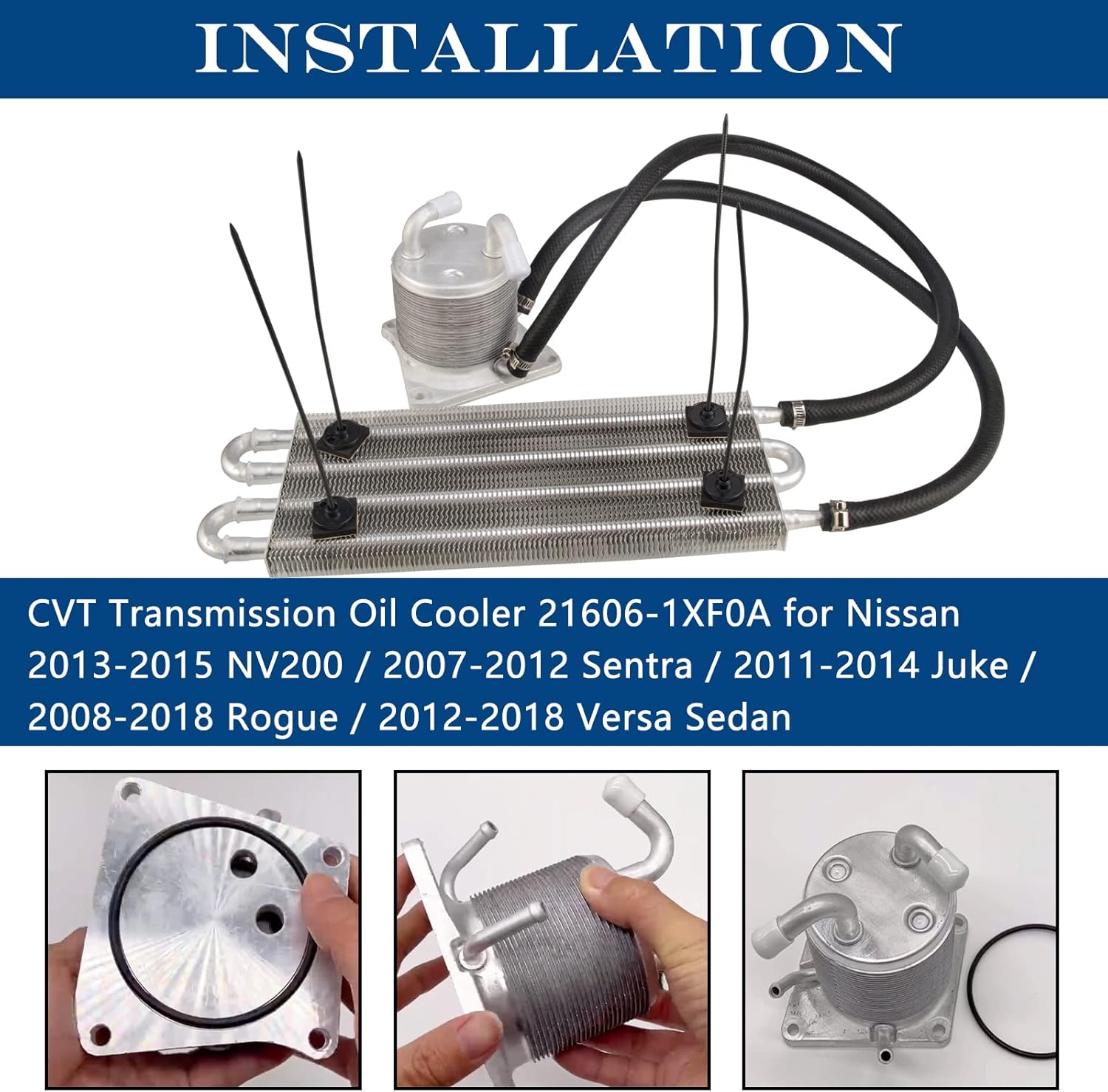 Enfriador de aceite de transmisión CVT compatible con Nissan Sentra 2007-2012  Juke 2011-2014  Rogue 2008-2018  Versa Sedan 2012-2018  NV200