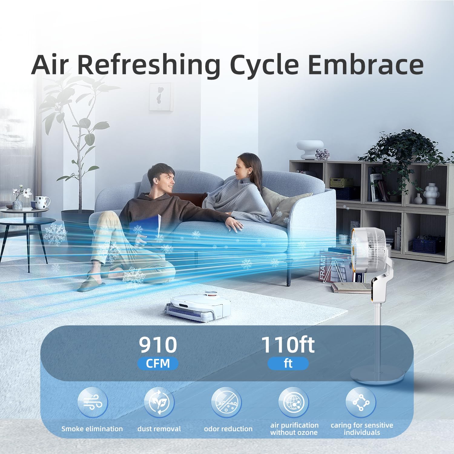 Ventilador de pie para dormitorio, ventilador de 36.8 pulgadas para dormitorio, ventiladores de piso de 36-60 dB para dormitorio en casa,