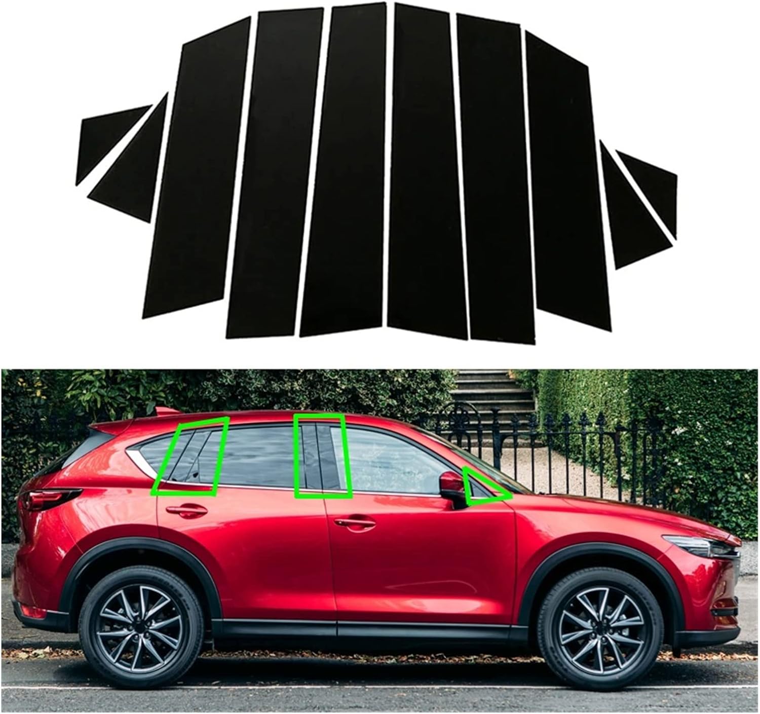 10 piezas de calcomanías para puerta y ventana de automóvil, color negro brillante, compatibles con Mazda CX-5 Cx5 2017 2018 2019 2020 2021 2022