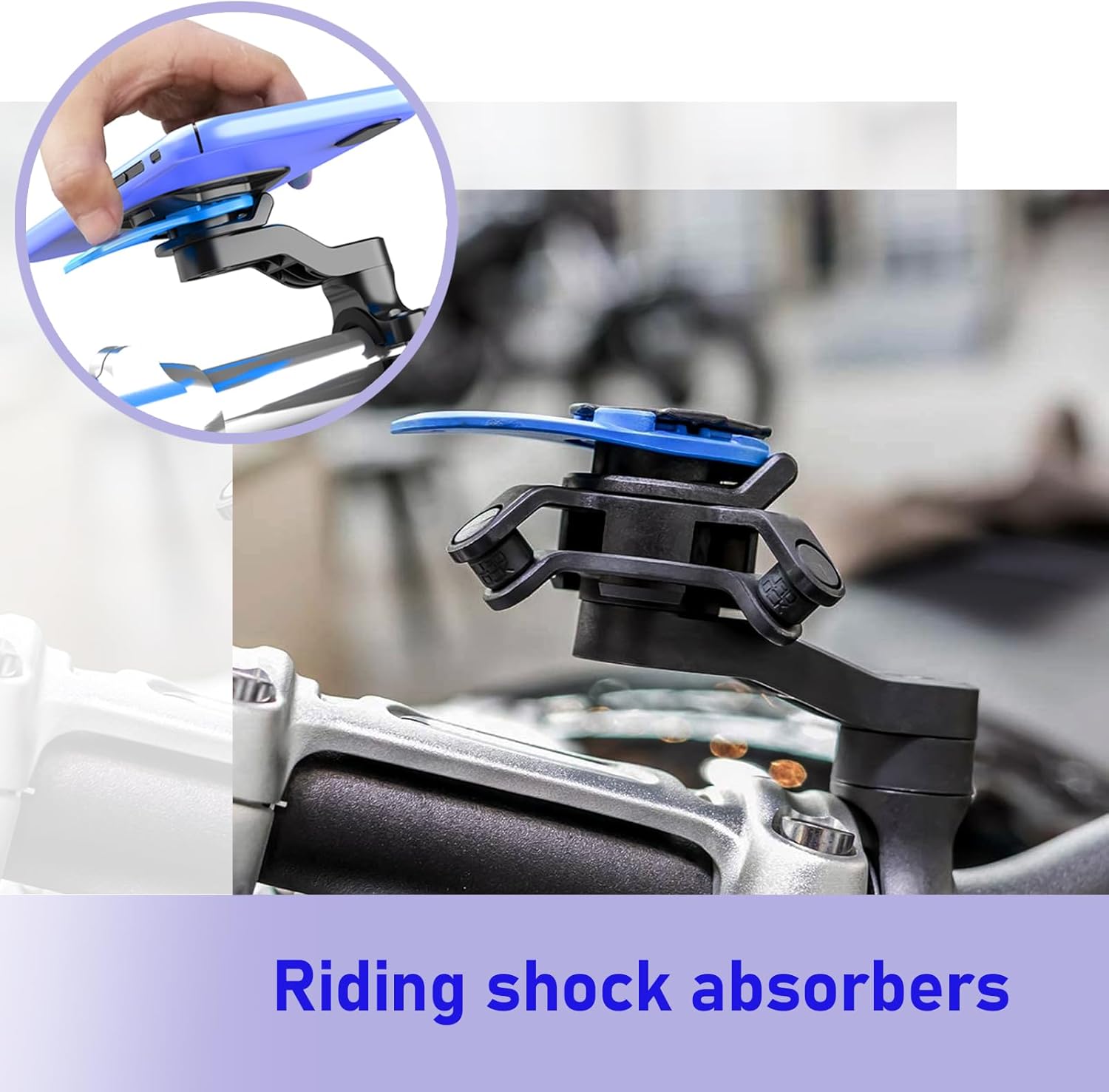 1 soporte para teléfono celular para bicicleta, rotación de 360 grados, ajustable, 1 segundo, soporte antivibración que absorbe los golpes, soporte