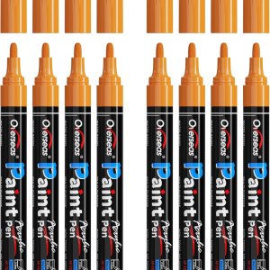 Overseas Rotuladores de pintura naranja Marcadores acrílicos permanentes, paquete de 8 unidades, a base de agua, secado rápido, resistente al agua Overseas Rotuladores de pintura naranja Marcadores acrílicos permanentes, paquete de 8 unidades, a base de agua, secado rápido, resistente al agua
