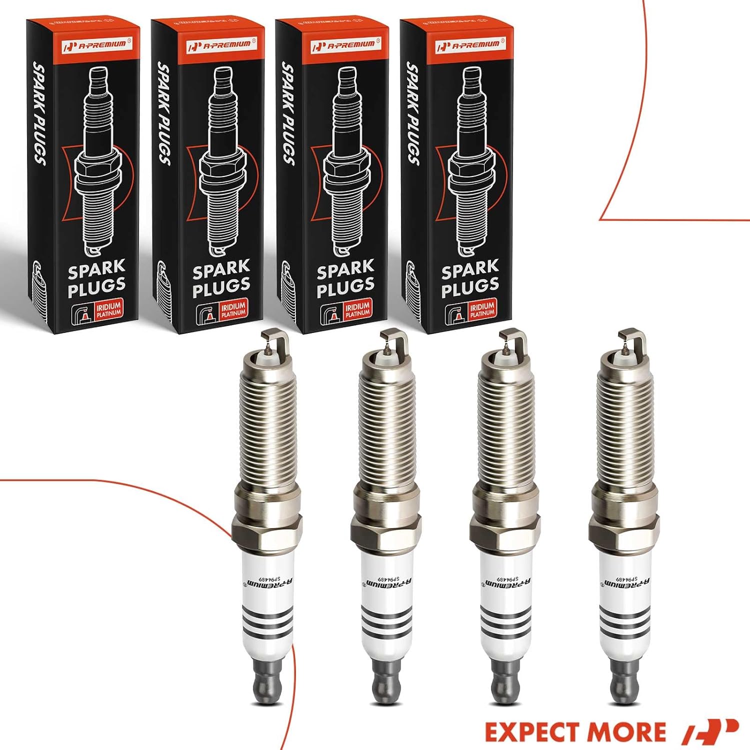 A-Premium 4 bujías de platino iridio compatibles con vehículos Buick, Cadillac, Chevrolet y GMC – Envision, Regal, ATS, CT6, CTS, Equinox, Malibu y