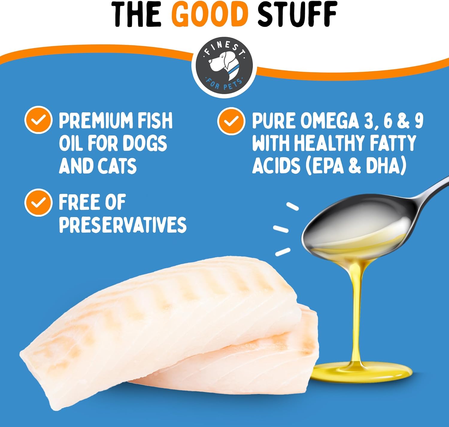 Aceite de pescado 100% puro, con omega 3, 6 y 9 para perros y gatos, 32 onza