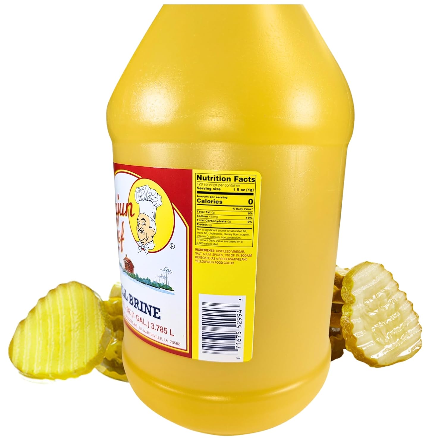 Cajun Chef Salmuera de eneldo – Jugo de pepinillo de 1 galón – Perfecto para salmuera, alivia calambres musculares, Bloody Mary’s, hidratación,