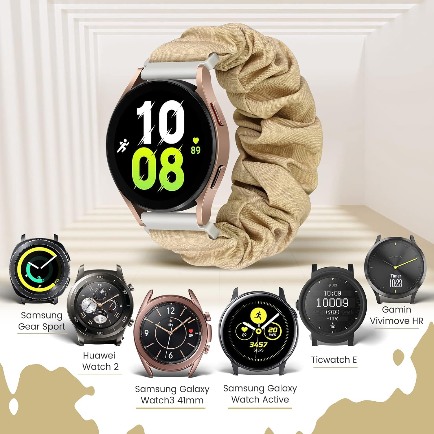 Bandas elásticas compatibles con Samsung Galaxy Watch 54 de 1.575 pulgadas, 1.732 pulgadas, Galaxy Watch 5 Pro de 1.772 pulgadas, Galaxy Watch 4