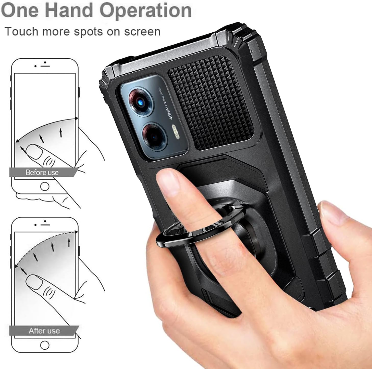 Funda compatible con Motorola Moto G 5G (2023) con protector de pantalla de vidrio templado (cobertura máxima), protección de cuerpo completo grado
