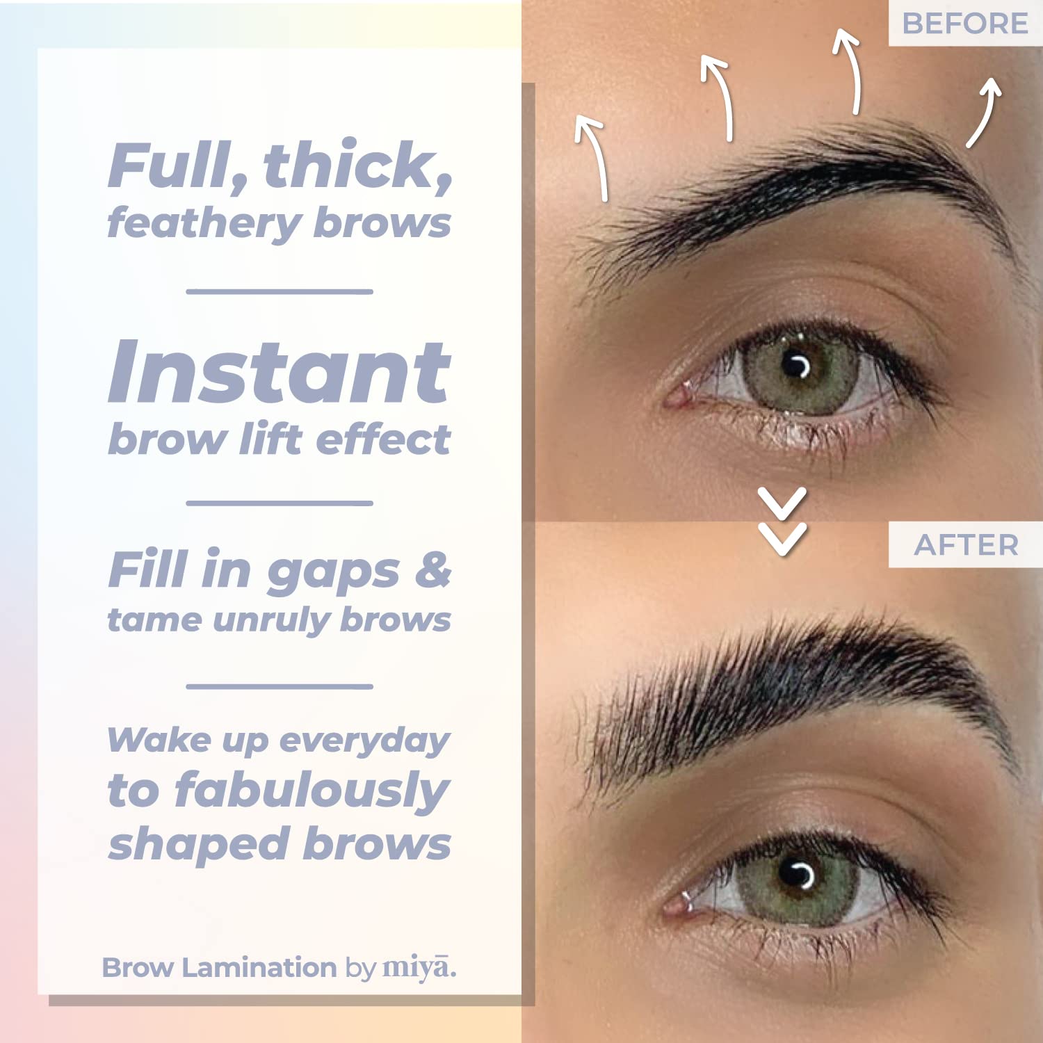 MIYA LASH Kit de laminación de cejas y levantamiento de pestañas 2 en 1  Cejas instantáneas más llenas, pestañas  Resultado de salón dura 8 semanas