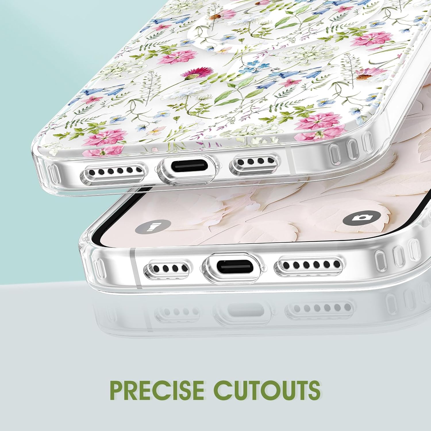 MILPROX Funda compatible con iPhone 15, compatible con MagSafe, bonito patrón floral de flores con niñas y mujeres, funda protectora magnética