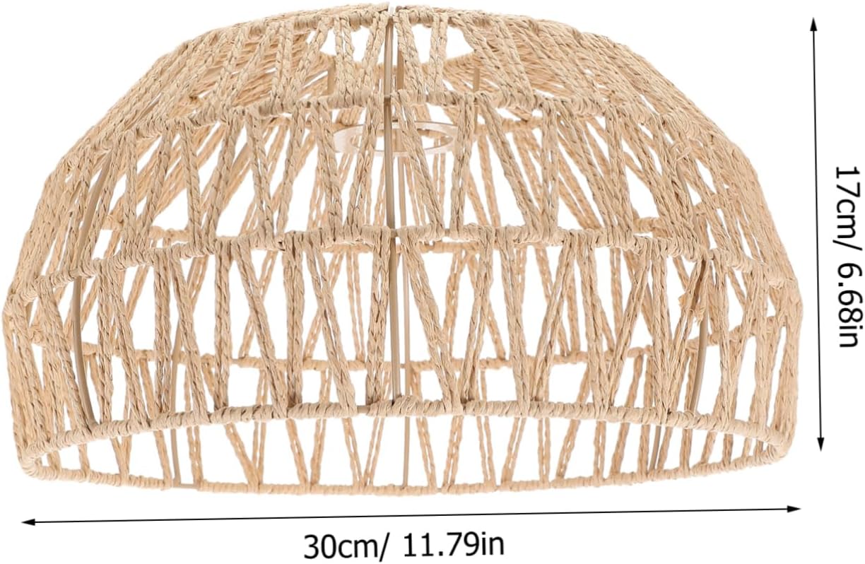 DOITOOL Pantalla de cuerda de papel de ratán de imitación, luces colgantes, lámparas rústicas para interiores, lámparas de techo de ratán de