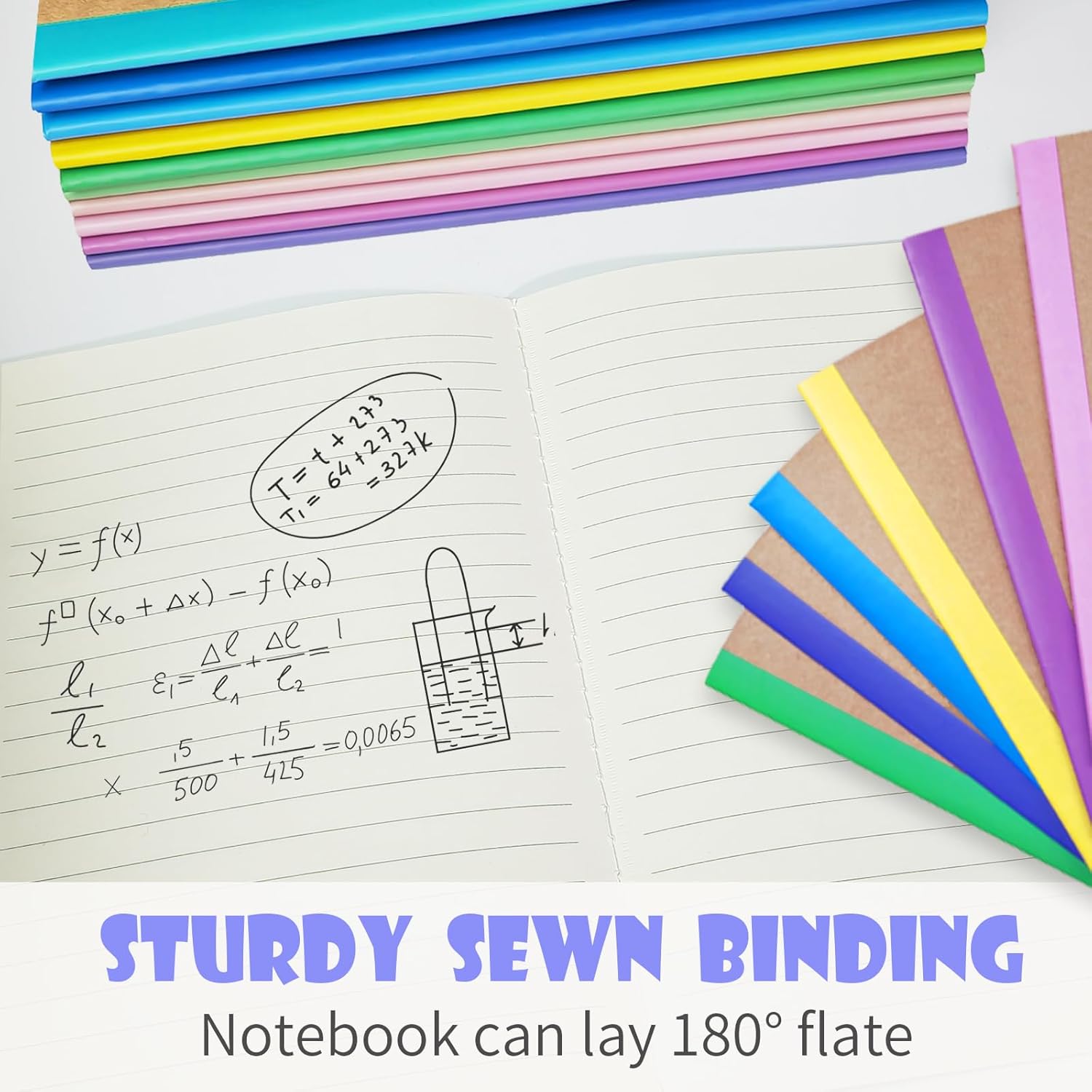 Nanajorwa Paquete de 100 mini cuadernos A5 con rayas coloridas a granel, tapa suave, composición, bloc de notas para niñas, estudiantes, viajeros,