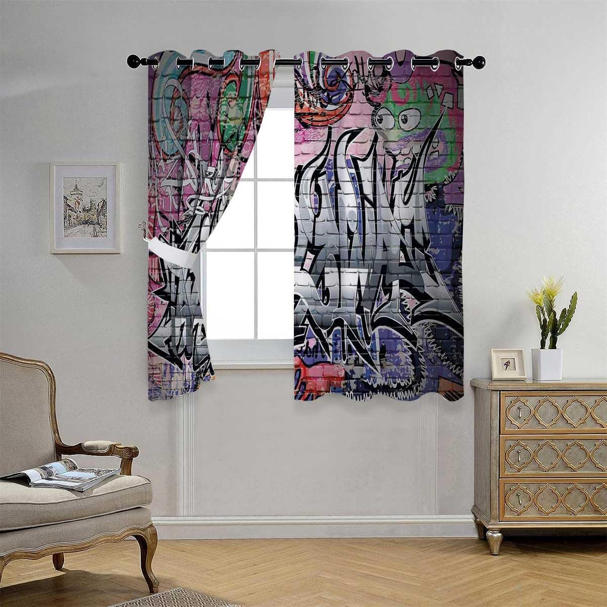 YANFENQI Cortinas para Habitacion Blackout Brick Wall Doorway Privacy Acoustic Blanket 63Inch Width by 63Inch Length,2 Panels