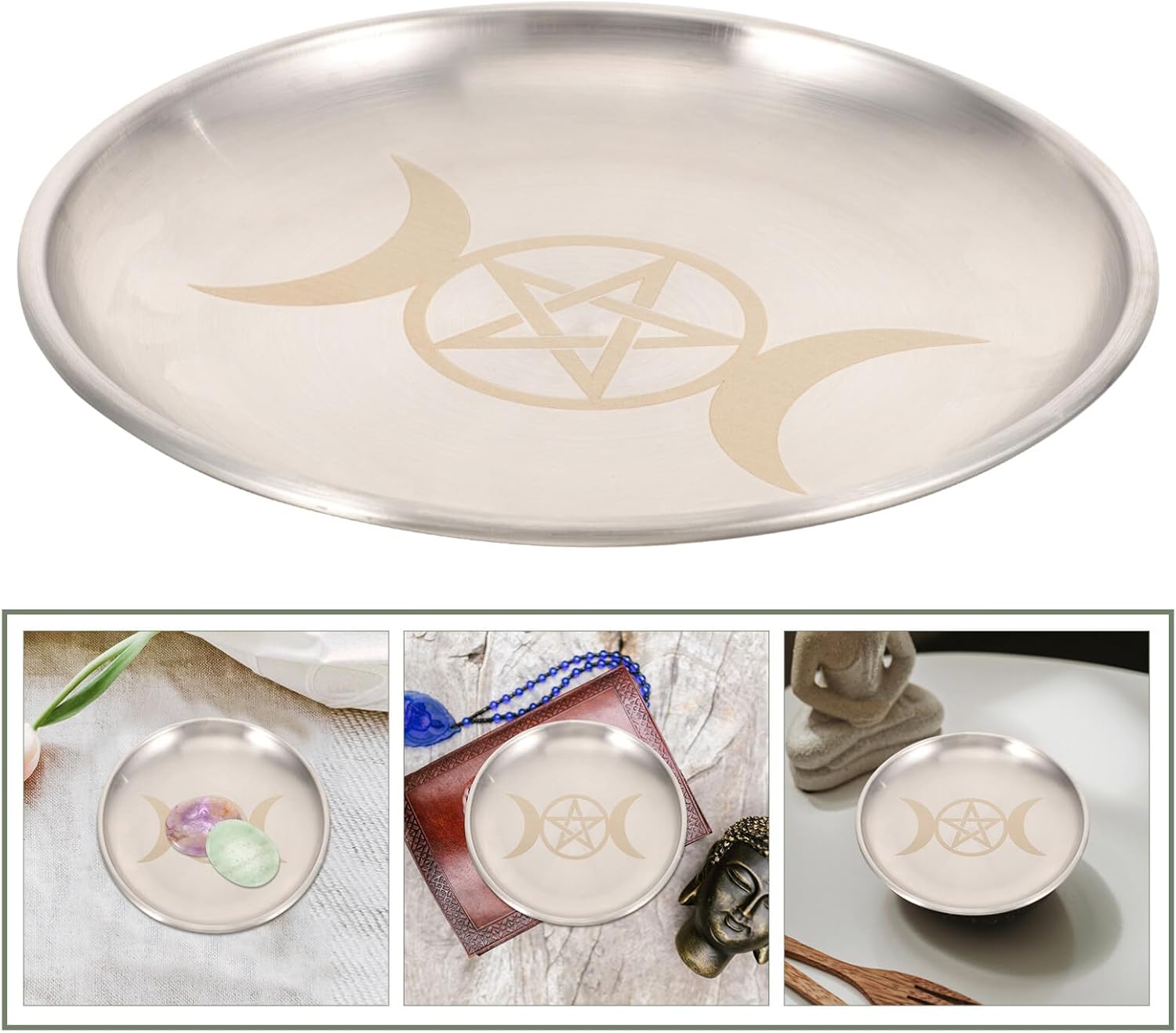 COHEALI Portavelas de placa de altar, quemador de incienso ritual, cuenco de oferta, bandeja decorativa para candelitas, suministros de tarot wicca