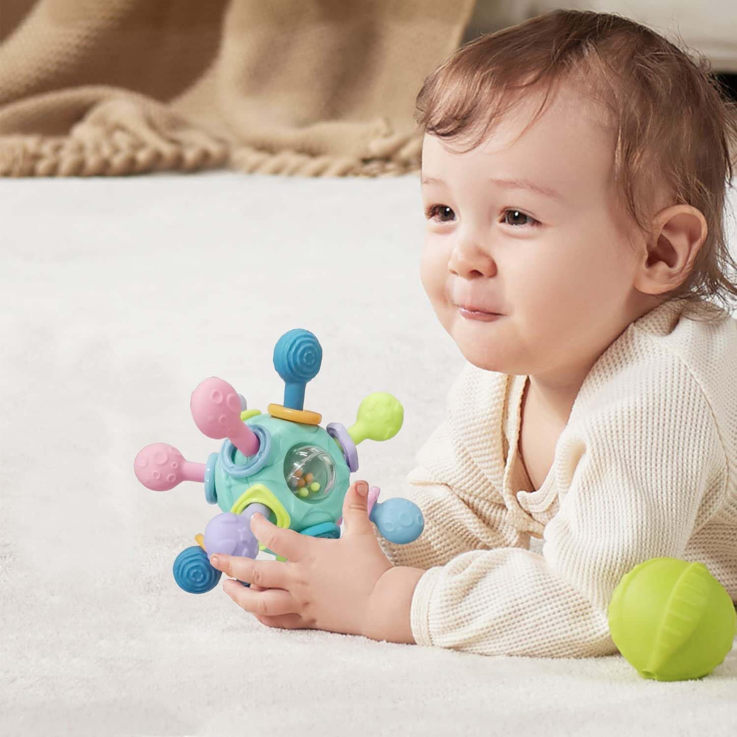 Juguetes de dentición Montessori para bebés, juguetes sensoriales de dentición para bebés, regalos para bebés recién nacidos, sonajeros para bebés,
