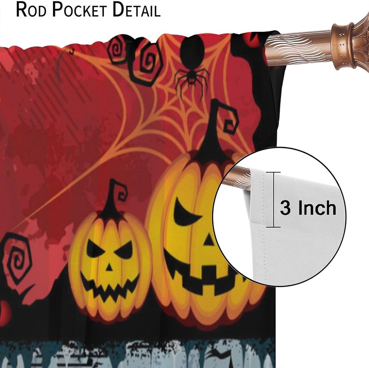 Cortinas de Halloween de terror, caricatura, gato, calabaza, murciélago, castillo, patrón de Halloween, cortinas impresas para decoración del hogar,