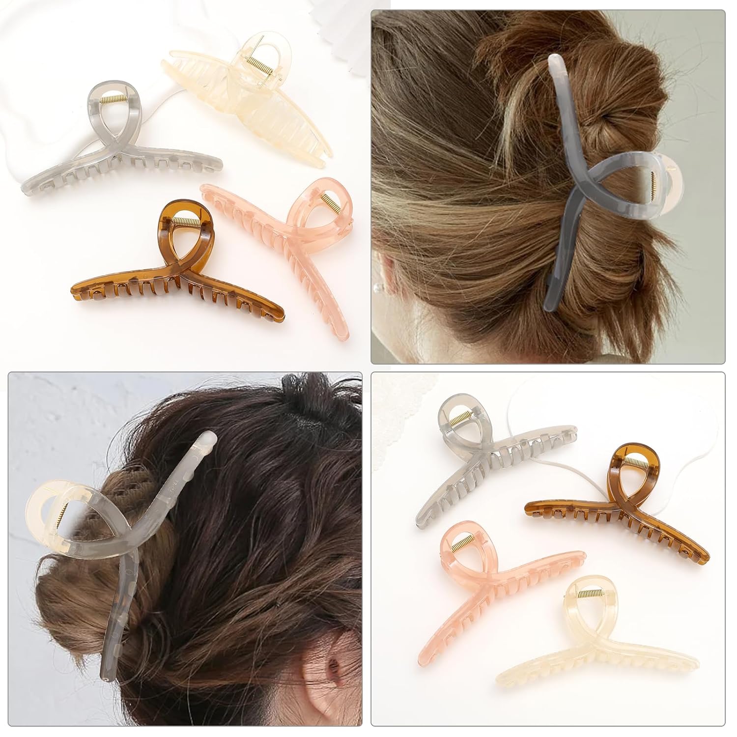 Paquete de 4 pinzas para el cabello extra grandes, pinzas de garra extra grandes de 6 pulgadas para cabello grueso y cabello largo, pinzas de