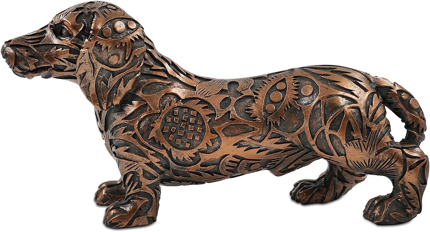 SIMON’S SHOP Figuras de perro salchicha de 8 pulgadas, estatua de perro de bronce, escultura de cachorro, decoración de perro Wiener, regalos para