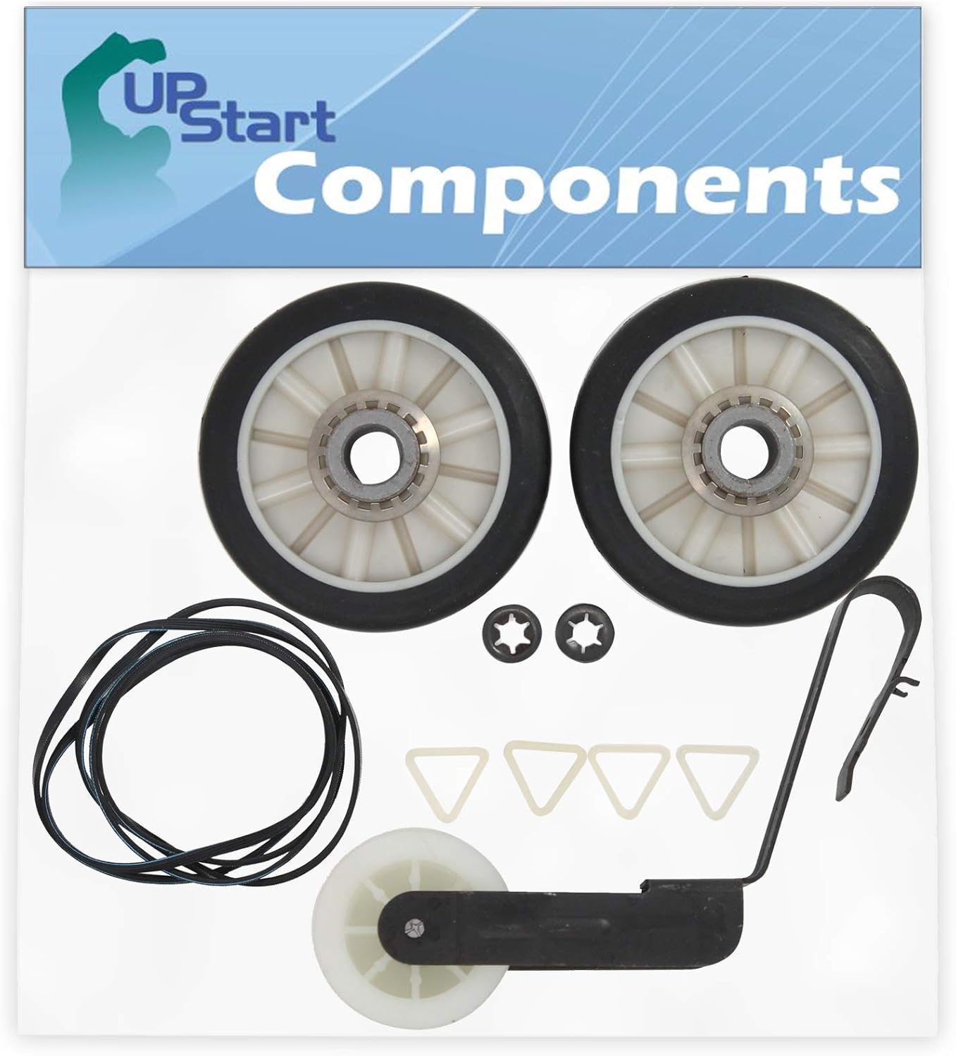 2 piezas 349241T Dryer Drum Roller & 691366 Idler Poley & 341241 Drum Belt Reemplazo para Whirlpool WGD4815EW1 secadora  Compatible con 3397590 &