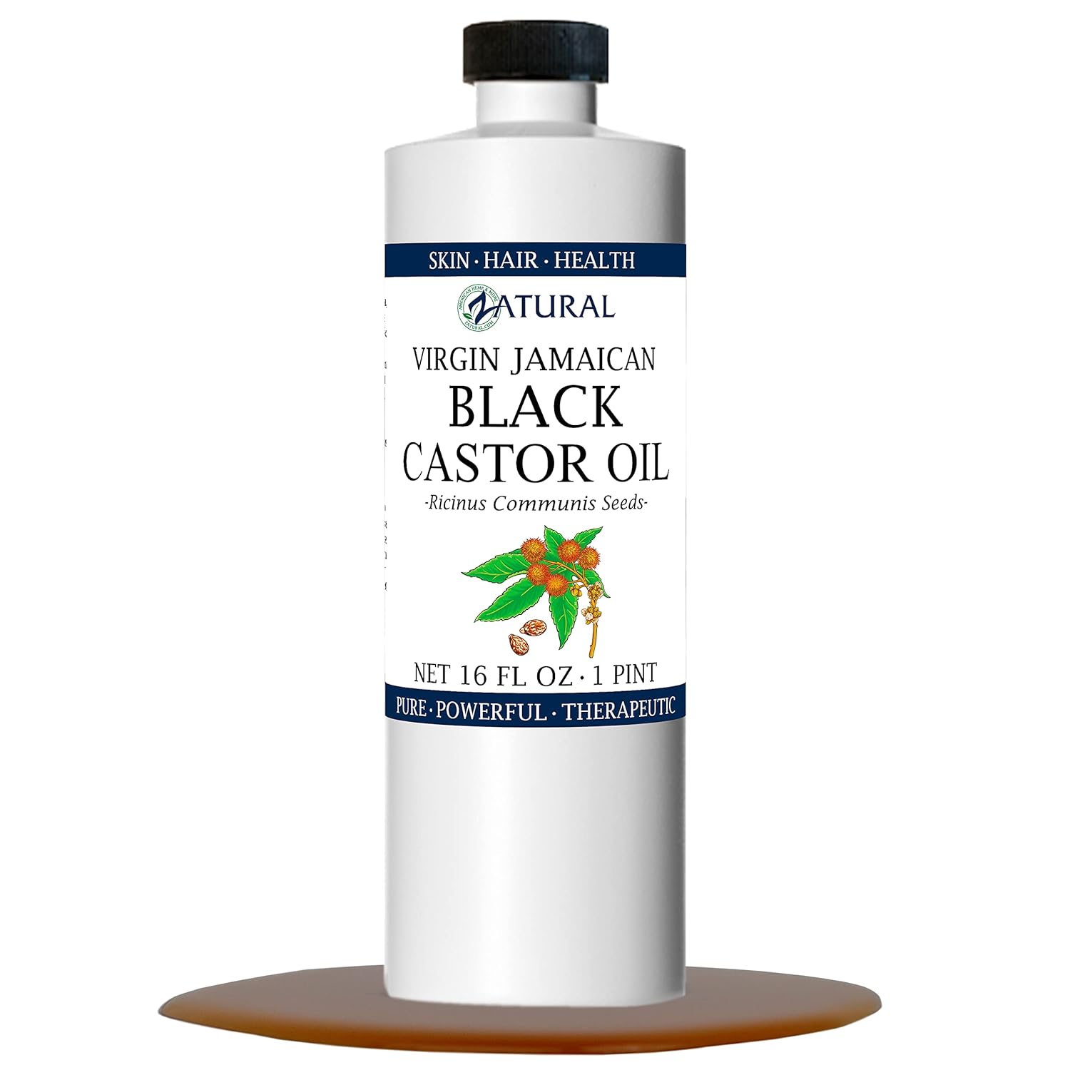 Zatural Aceite de ricino negro, aceite de ricino negro jamaicano tropical 100% puro (16 onzas)