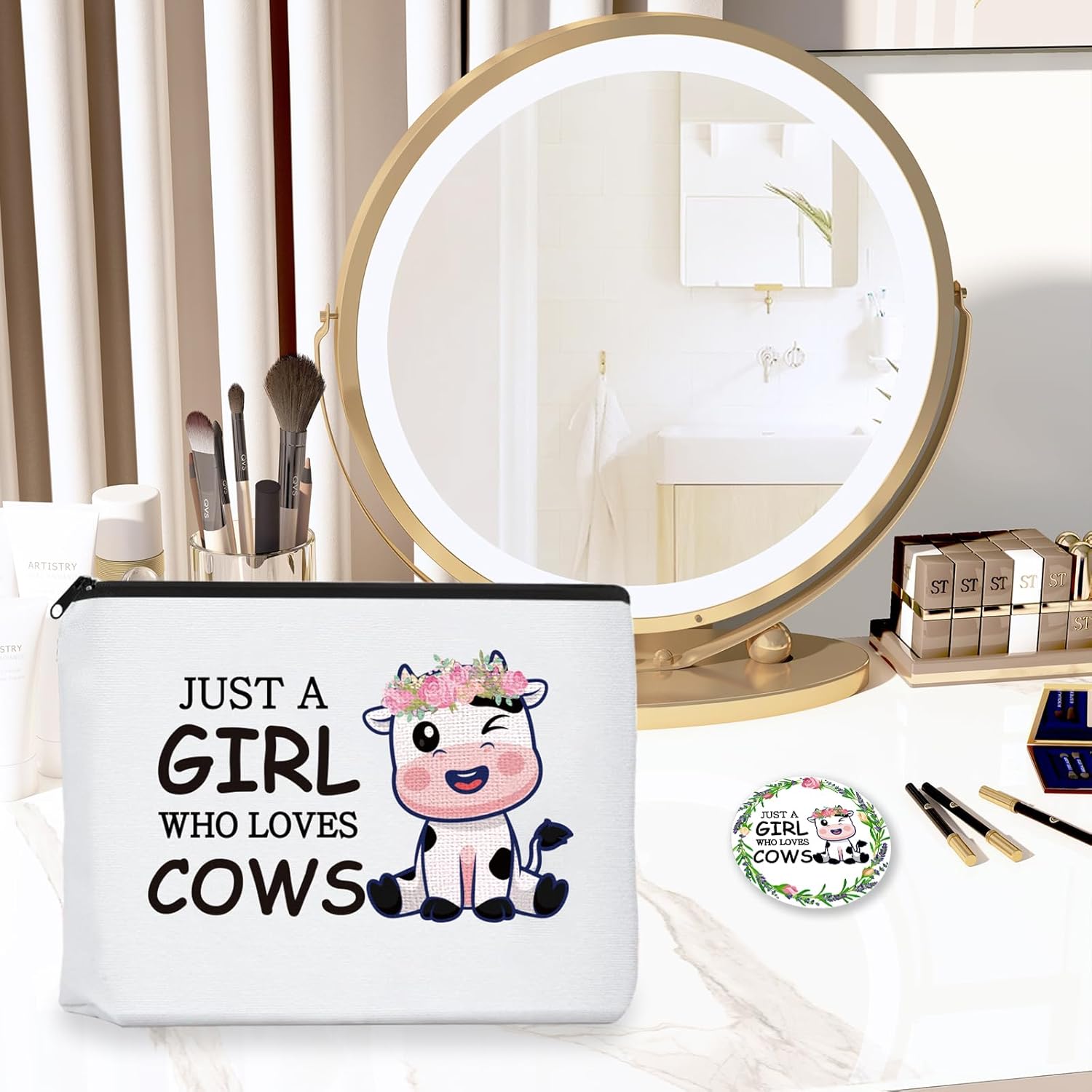 LUOHE Bolsas de cosméticos, Blanco, Set de regalos de vaca
